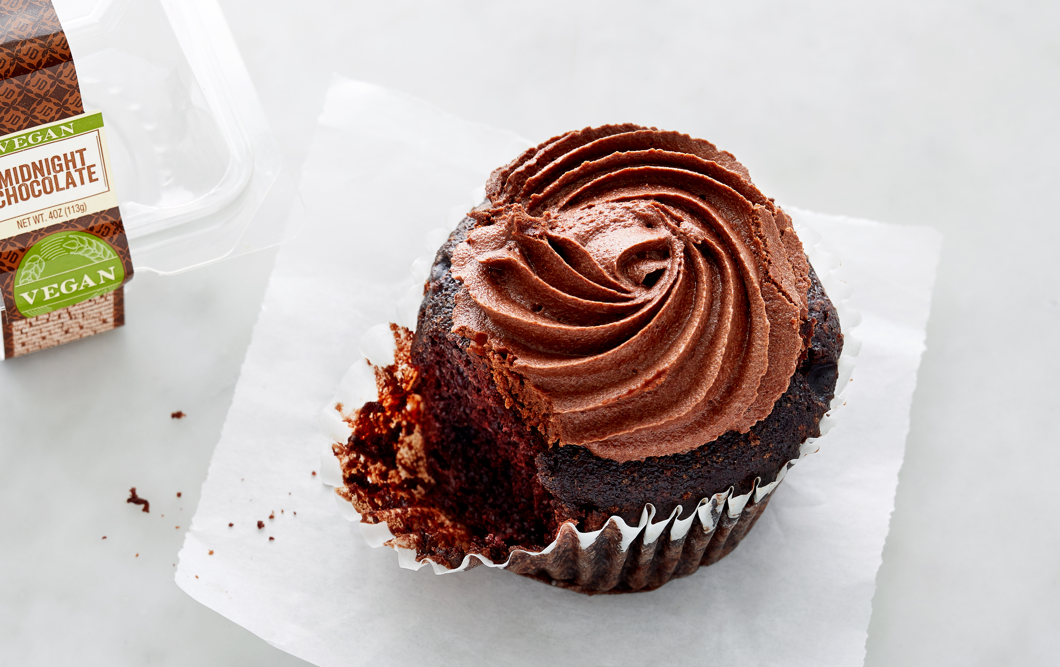 Organic Vegan Midnight Chocolate Cupcake Just Desserts SF Bay